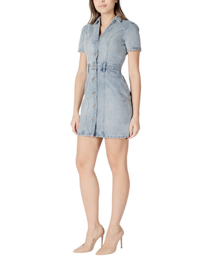 Morgan De Toi Blue Cotton Midi Dress