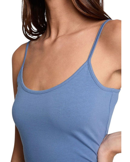 Morgan De Toi Blue Cotton Tank Tops