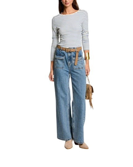 Morgan De Toi White Viscose Long Sleeve T-Shirt