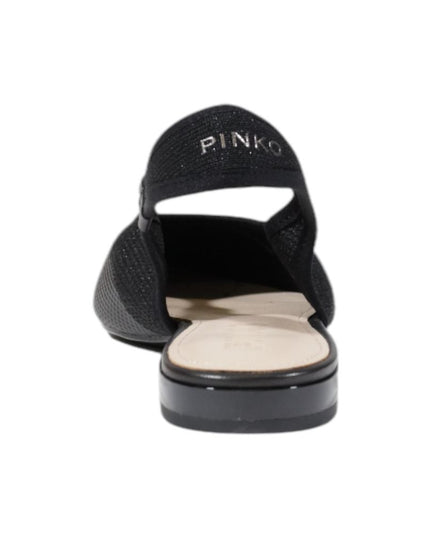 PINKO Black Leather Flat Sandals