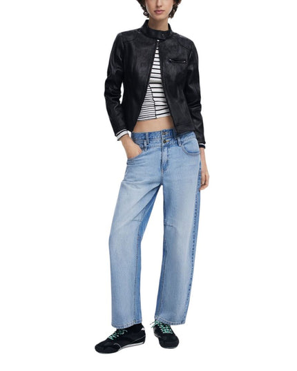 Desigual Black Polyester Biker Jacket