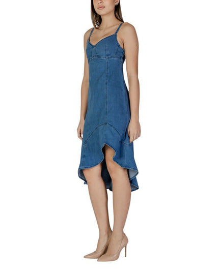Desigual Blue Cotton Long Dress