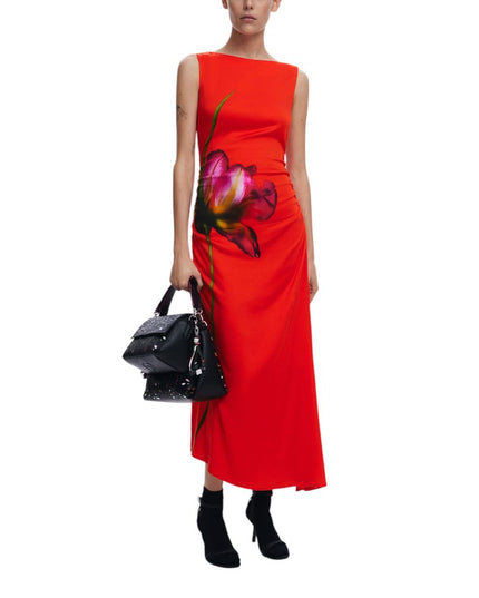 Desigual Red Viscose Long Dress