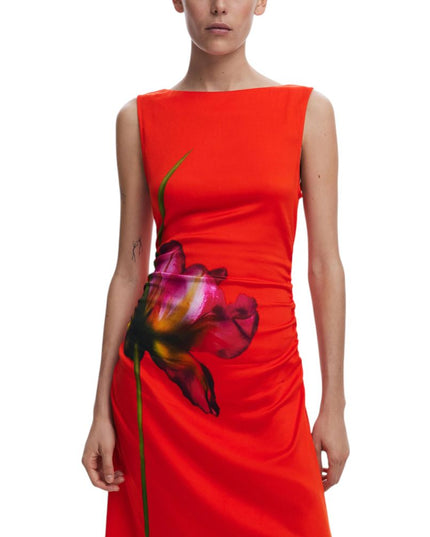 Desigual Red Viscose Long Dress