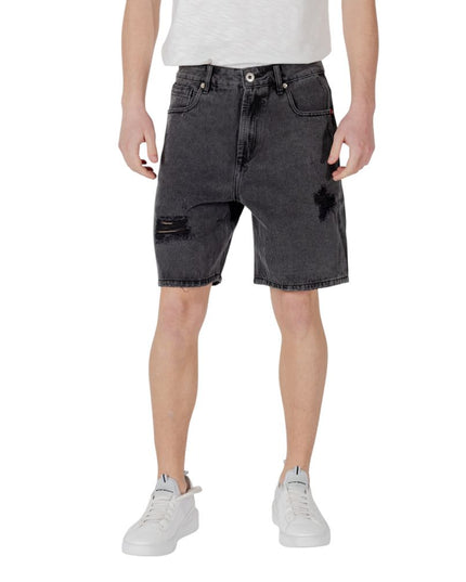 Gianni Lupo Black Cotton Bermuda Shorts