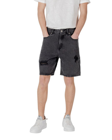 Gianni Lupo Black Cotton Bermuda Shorts