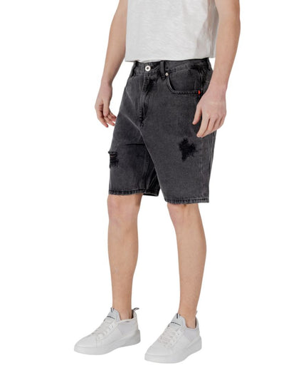 Gianni Lupo Black Cotton Bermuda Shorts