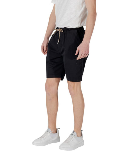 Gianni Lupo Black Cotton Bermuda Shorts