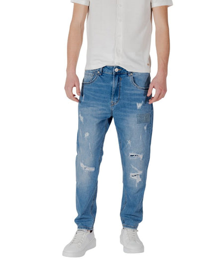 Gianni Lupo Blue Cotton Relaxed Fit Jeans