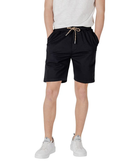 Gianni Lupo Black Cotton Bermuda Shorts