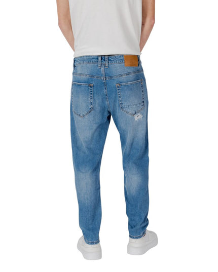 Gianni Lupo Blue Cotton Relaxed Fit Jeans