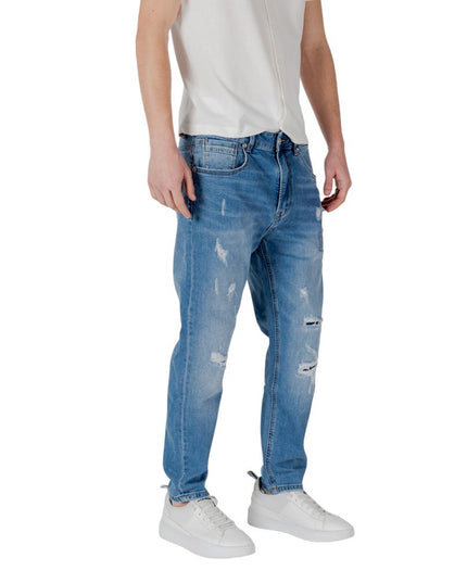 Gianni Lupo Blue Cotton Relaxed Fit Jeans