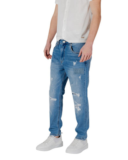 Gianni Lupo Blue Cotton Relaxed Fit Jeans