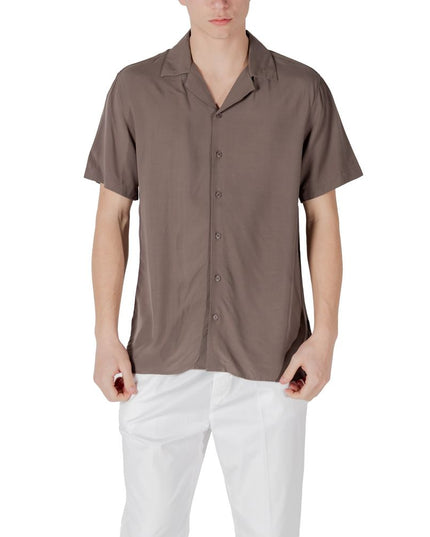 Gianni Lupo Brown Viscose Shortsleeve Shirt