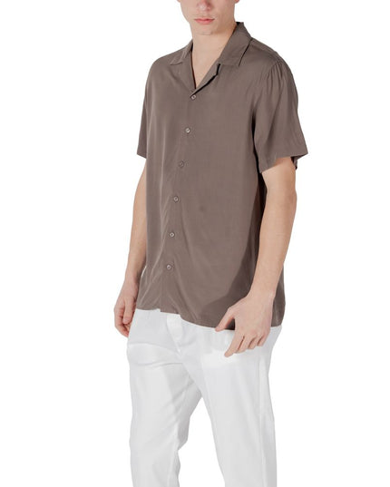 Gianni Lupo Brown Viscose Shortsleeve Shirt
