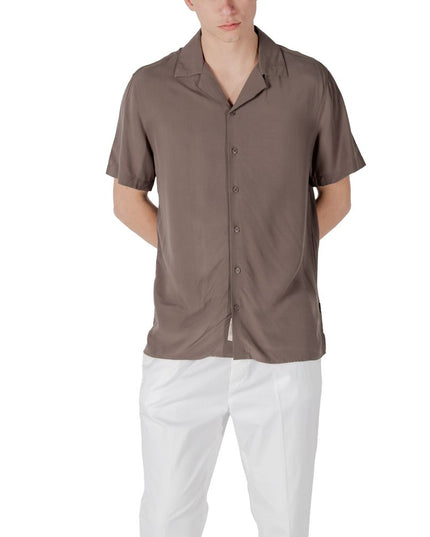 Gianni Lupo Brown Viscose Shortsleeve Shirt
