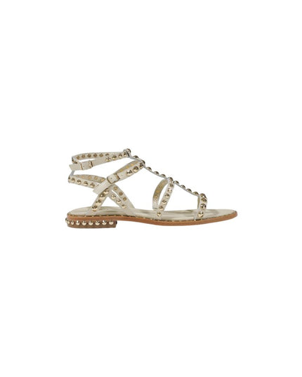 ASH Beige Leather Flat Sandals