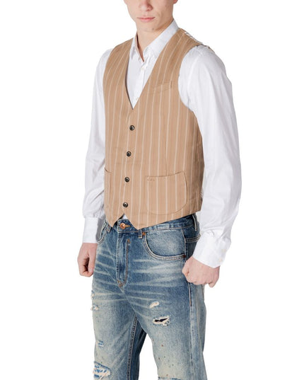 Gianni Lupo Beige Polyester Waistcoat