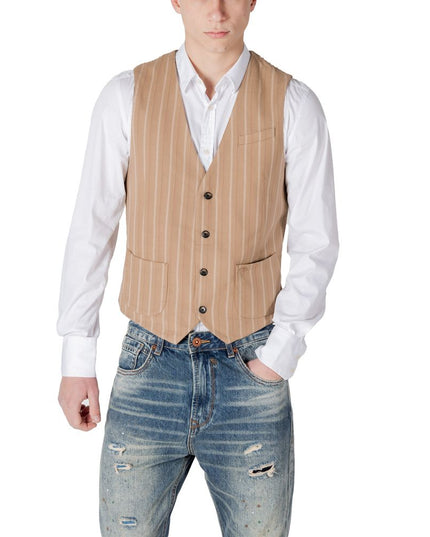 Gianni Lupo Beige Polyester Waistcoat