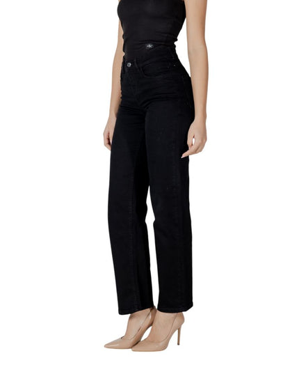 ICHI Black Cotton Relaxed Fit Jeans