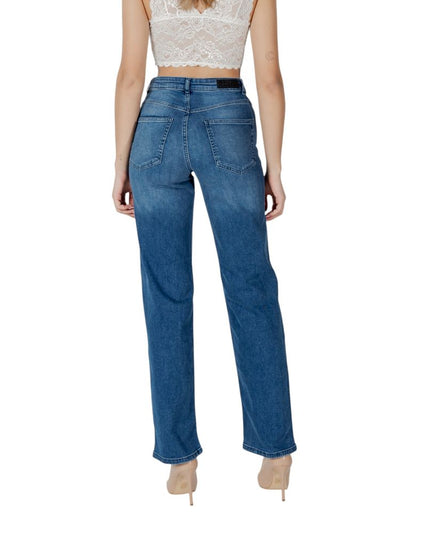 ICHI Blue Cotton Relaxed Fit Jeans