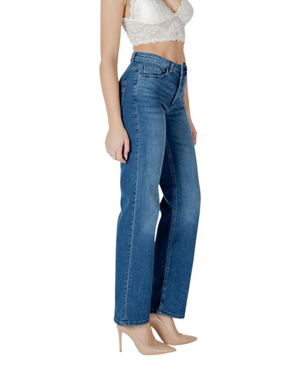 ICHI Blue Cotton Relaxed Fit Jeans
