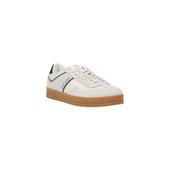 Tommy Hilfiger Jeans Cream Leather Low Top Sneakers