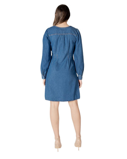 ICHI Blue Cotton Short Dress