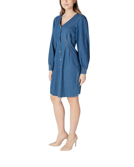 ICHI Blue Cotton Short Dress