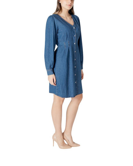 ICHI Blue Cotton Short Dress