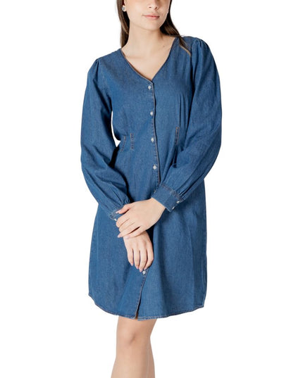 ICHI Blue Cotton Short Dress