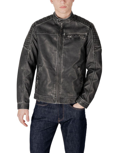 Jack Jones Black Polyester Biker Jacket