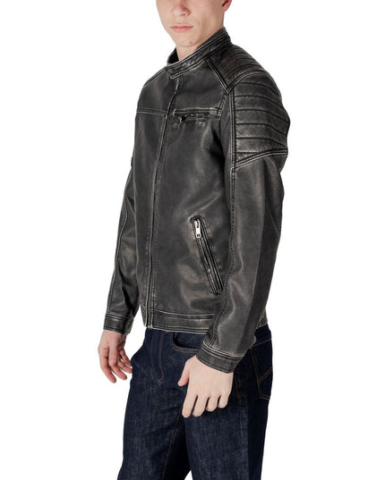 Jack Jones Black Polyester Biker Jacket