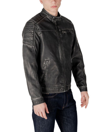 Jack Jones Black Polyester Biker Jacket