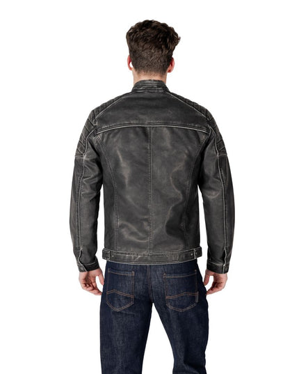Jack Jones Black Polyester Biker Jacket
