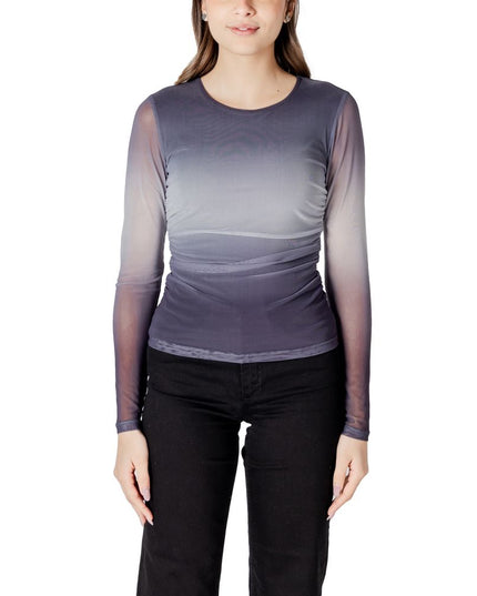 ICHI Gray Polyester Long Sleeve T-Shirt