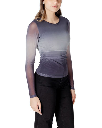 ICHI Gray Polyester Long Sleeve T-Shirt