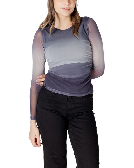 ICHI Gray Polyester Long Sleeve T-Shirt