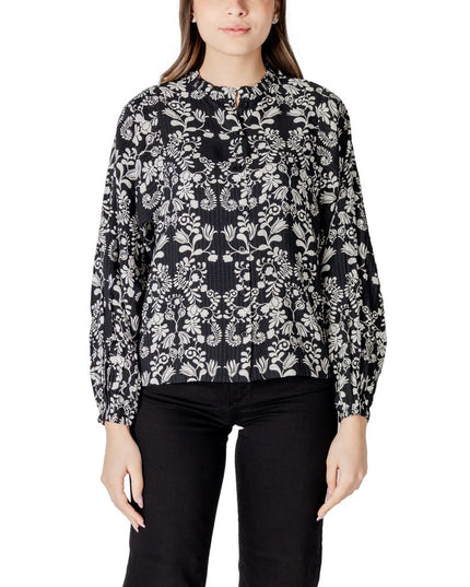 ICHI Black Viscose Blouse