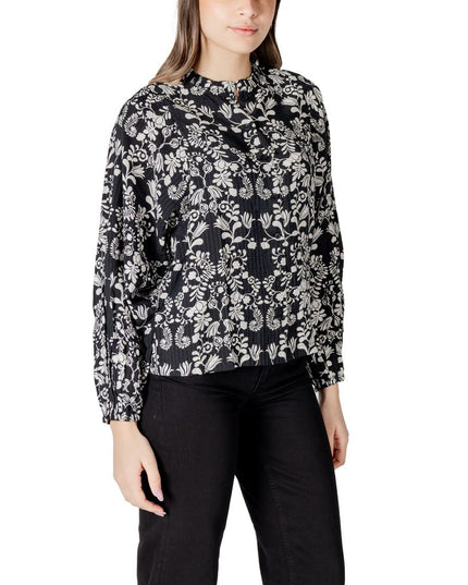 ICHI Black Viscose Blouse
