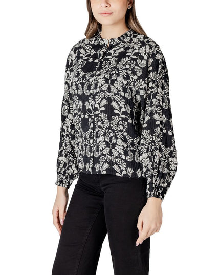 ICHI Black Viscose Blouse