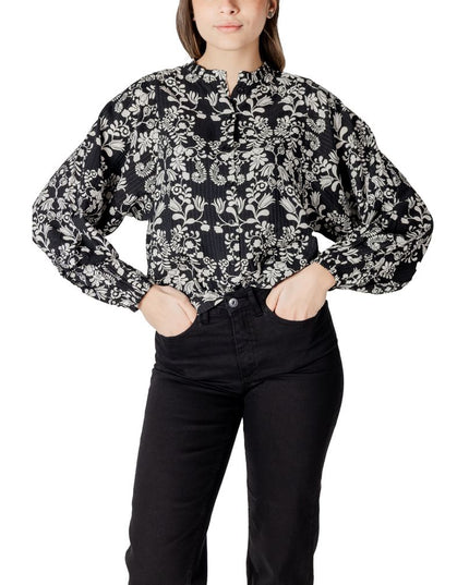 ICHI Black Viscose Blouse
