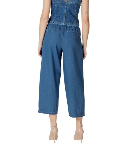 ICHI Blue Cotton Cropped Jeans