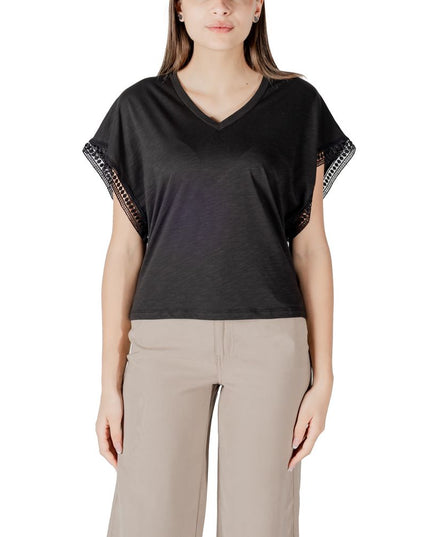 ICHI Black Cotton T-Shirt