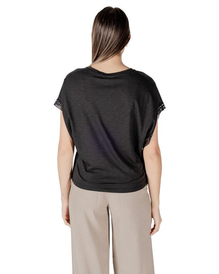 ICHI Black Cotton T-Shirt