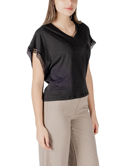 ICHI Black Cotton T-Shirt