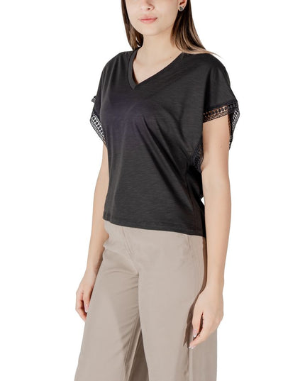 ICHI Black Cotton T-Shirt