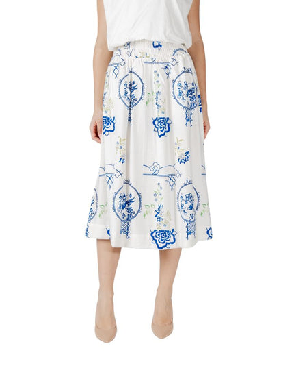 ICHI White Viscose Skirt