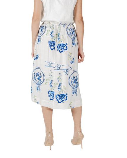 ICHI White Viscose Skirt