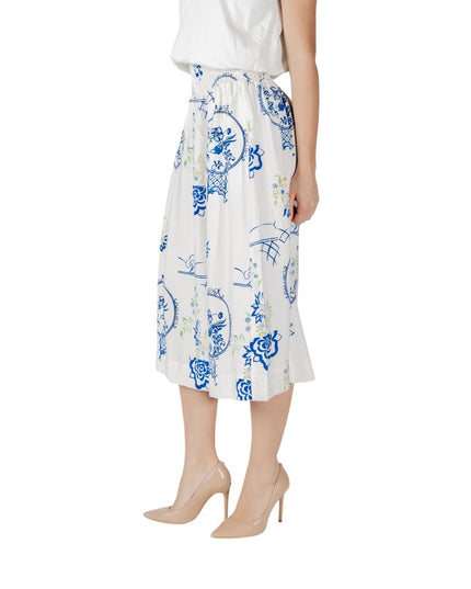 ICHI White Viscose Skirt